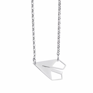 Collier Pendentif Avion En Papier En Acier Inoxydable Style Origami Géométrique Bijoux Minimalistes Pour Hommes Femmes