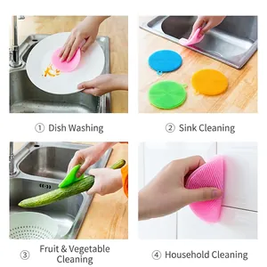 Multipurpose silicone cleaning brushes in four colors for washing dishes and vegetables