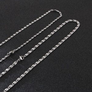 Silver stainless steel box pearl chain necklace with twisted texture for men