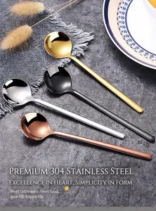 Set of four 304 stainless steel coffee spoons in gold, black, silver, and rose gold finishes