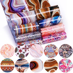 Nail Transfer Foil Stickers Marble Pattern Starry Sky Colorful Manicure Art Decoration For Women Professional DIY