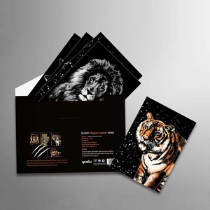 Kit de cartes à gratter animaux avec motifs lion et tigre pour loisirs créatifs enfants