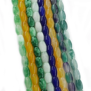 Polished natural oval jade loose beads in vibrant multi-color strands for jewelry making