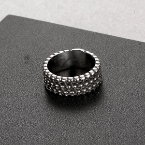 Gothic skull ring for men in stainless steel with retro silver textured finish