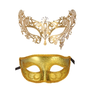 Gold metal filigree and sequin Venetian masquerade masks for party events