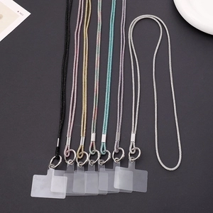 Detailed view of colorful beaded phone lanyards with silver rings and clear gaskets