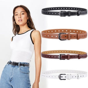 Detailed view of woven wax rope belts for women in black, brown, red-brown, and white