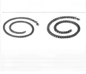 Detailed size comparison of black curb chain necklaces with 7mm and 9mm width options