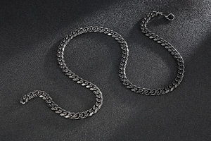 Detailed view of vintage grey 304 stainless steel curb chain with distressed finish
