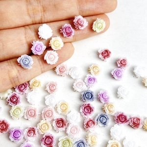 Mix of colorful resin rose charms for 3D DIY nail art decoration in vintage floral style