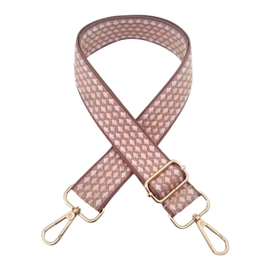 Adjustable 3.8cm gradient wide strap with geometric weave and gold metal lobster clasps