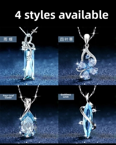Detailed grid showing four aquamarine pendant styles in vintage silver settings