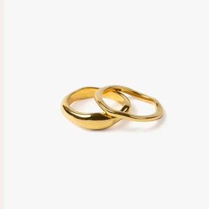 Anillo de Onda Irregular de Acero Inoxidable Minimalista para Mujer Chapado en Oro Estilo Ins Anillo de Dedo Geométrico Moderno Joyería de Moda