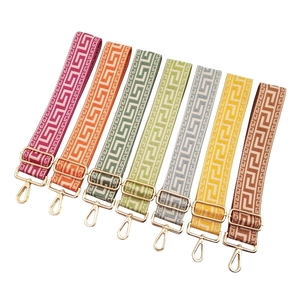 Adjustable Wide Shoulder Bag Strap Reversible Greek Key Meander Jacquard Woven Replacement Crossbody Handbag Accessory