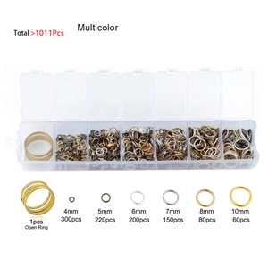 Detail view of 1011pcs jewelry making jump rings kit with lobster clasps and tools