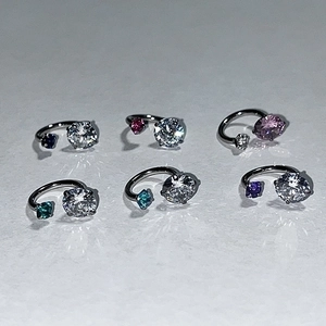 Titanium Steel Horseshoe Ring Cartilage Earring Stud Internal Thread Zircon Piercing Jewelry Women Shiny Chic Niche Style