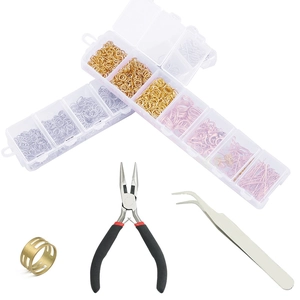 DIY jewelry making kit with lobster clasps, jump rings and tools in storage boxes