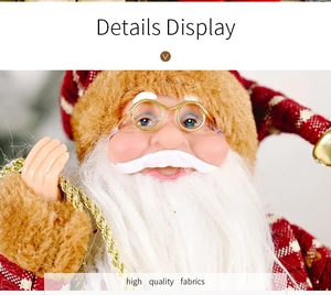 Close-up of Santa Claus doll face showing high quality fabrics and detailed craftsmanship