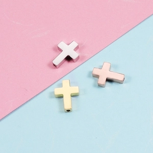 Mini Cross Pendants 304 Stainless Steel Mirror Polished Vertical Hole Beads For DIY Jewelry Making Religious Jewelry