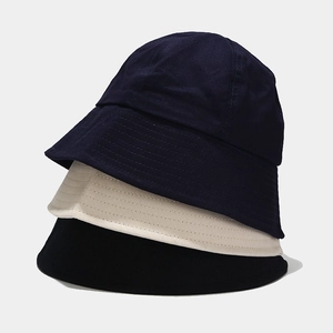Women Cotton Canvas Bucket Hat Wide Brim Sun Protection Summer Outdoor Fishing Cap Solid Color Minimalist Sunshade Hat