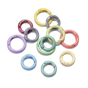 Colorful round spring gate rings in macaron shades for DIY jewelry making accessories