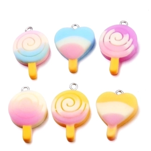 Resin Lollipop And Popsicle Charms Colorful Cartoon DIY Jewelry Making Accessories For Keychains Bags Earrings Novelty