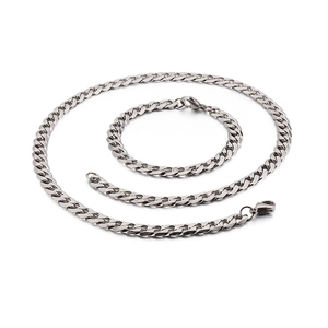 Men 316L Stainless Steel Cuban Link And Figaro Chain Necklace And Bracelet Hip Hop Punk Streetwear Accessory