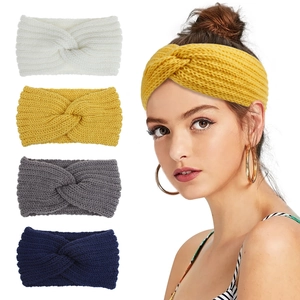 Women Knitted Headband Acrylic Crossover Twist Winter Warm Elastic Hair Band Solid Color Fashion Sport Headwrap