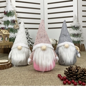 Detailed trio of Nordic Christmas gnomes with sequin hats and plush beards for holiday decor
