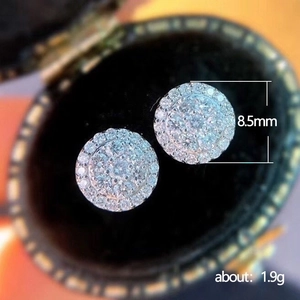 Elegant 8.5mm round cubic zirconia stud earrings in silver finish for women