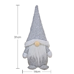 31cm Nordic Christmas gnome decoration in grey and white with sequined knit fabric