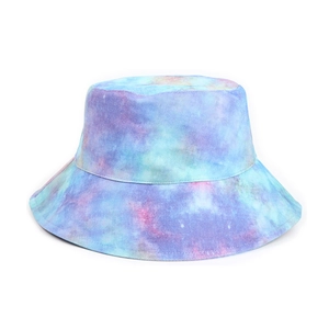 Cappello da pescatore tie-dye colorato a tesa larga per la protezione solare estiva