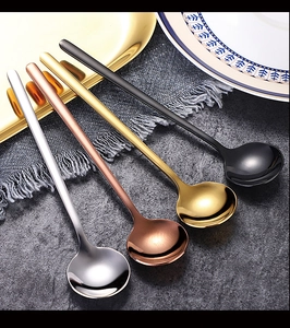 Set of 304 stainless steel coffee spoons in silver, gold, bronze and black finishes