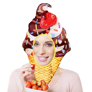 Funny ice cream cone plush hat for Halloween and cosplay parties on white background