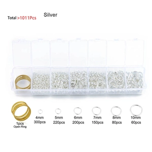 1011Pcs silver jump ring set with 4mm-10mm sizes and ring tool for DIY jewelry making