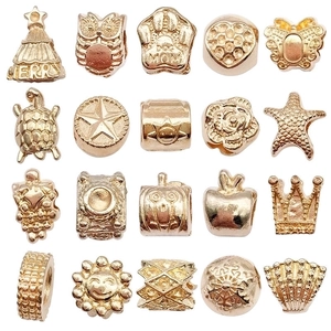 Alloy Large Hole Beads Charms Gold Plated Various Shapes Crown Heart Animals DIY Jewelry Making Accessories For Bracelets