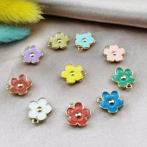 Flower Shape Charms Enamel Alloy Multi Color Pendants For DIY Jewelry Making Earrings Necklace Accessories