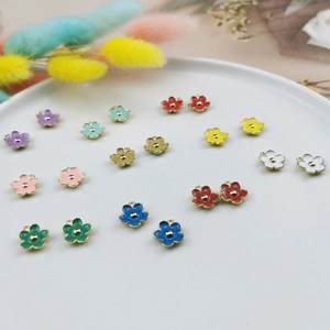 Colorful 3D flower pendants with metal loops for DIY jewelry making and crafts