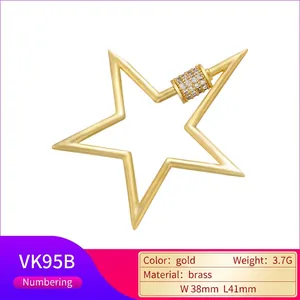 Mousqueton étoile doré avec micro-pavage de strass pour la création de colliers DIY