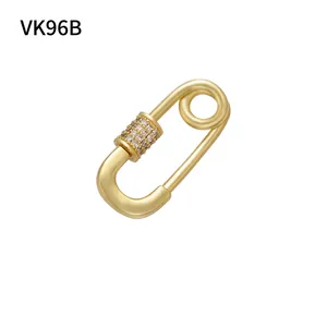 Pendentif épingle à nourrice en laiton doré avec pavé de pierres pour colliers DIY