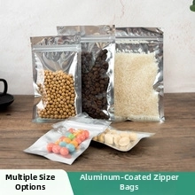 Detail view of Kraft paper stand-up pouches with clear window for food and nuts storage