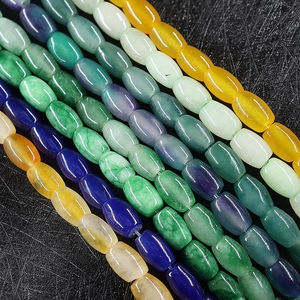 Polished Quartzite Jade Agate Loose Beads For DIY Jewelry Making Oval Gemstone Beads Multi Color Handicraft Accessories