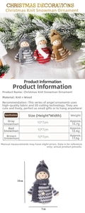 Detailed size specifications for knitted wool snowman Christmas tree hanging ornaments