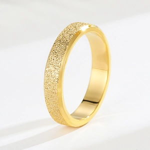 Minimalist 18k gold plated stainless steel ring with elegant matte frosted finish