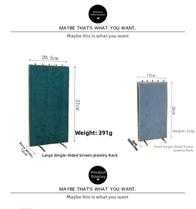 Velvet jewelry display stand dimensions in emerald green and light blue finishes