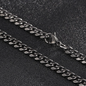 Polished gunmetal gray 304 stainless steel Cuban chain necklace for men with lobster clasp