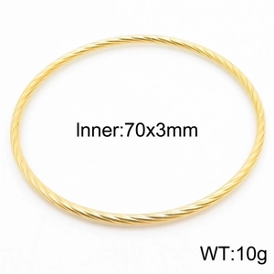 Golden twisted rope bangle in stainless steel with 70x3mm inner diameter size