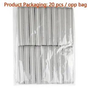 Bulk 20 pieces grey rectangular mini nail sponge buffer files in clear OPP bag packaging
