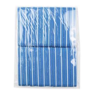Bulk package of blue and white mini sponge nail files for professional manicure polishing