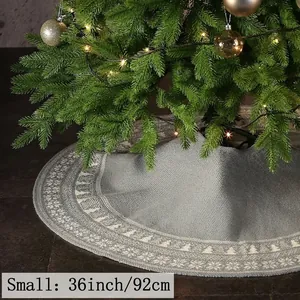 Gonna Per Albero Di Natale In Maglia Acrilica Motivo Fiocco Di Neve Decorazione Festiva Rotonda Con Lacci Stile Retro Nordico